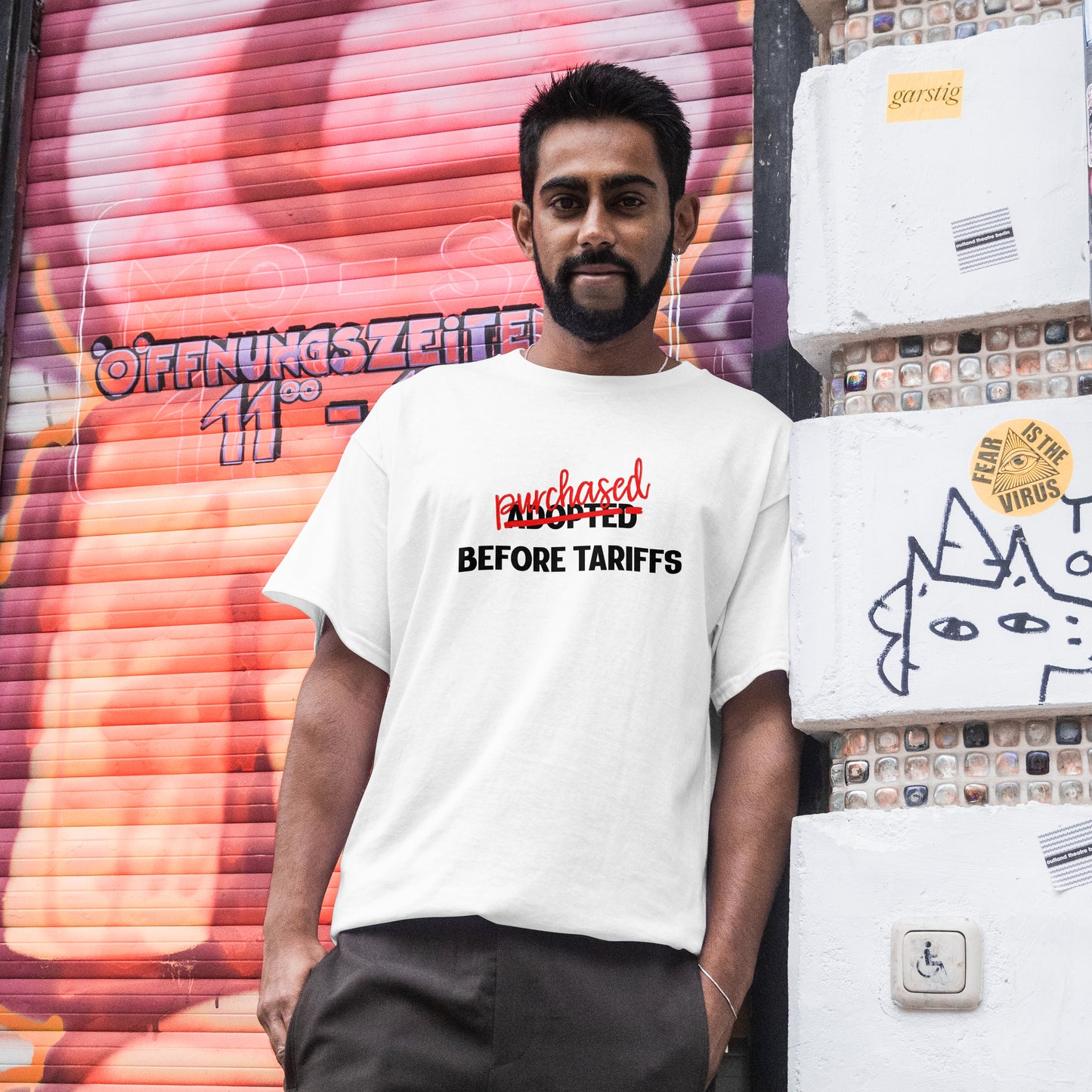 Adopted Before Tariffs Unisex T-Shirt – Adoptee Snark, Political Humor, Adoption Commentary