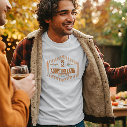 Adoption Land Stamp Tee – “Next Available / Permanent Resident / Never Expires”