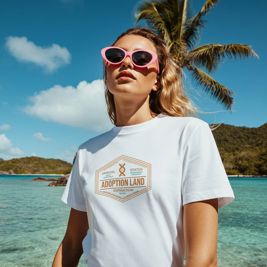 Adoption Land Stamp Tee – “Next Available / Permanent Resident / Never Expires”